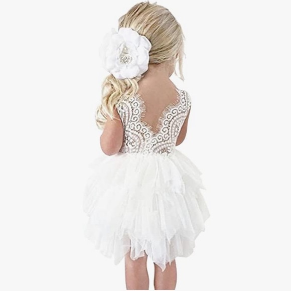 NWT🍀AmzBarley Flower Little Girl Tutu Tulle Dress Lace Birthday Party W… - Picture 1 of 11